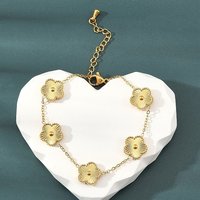 Bracelet Chaîne à Maillons Fleur en Acier Inoxydable 304, Or — Bracelet Femme