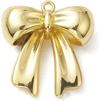 Rack Plating Bowknot Brass Pendant, 18K Gold Plated
