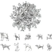 Charms en alliage de style tibétain pour chiens - 50 pièces en 10 styles — Breloques et pendentifs