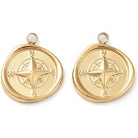 Charmant Pendentif Boussole en Acier Inoxydable 304, Plaqué Or 14K — Breloques et pendentifs