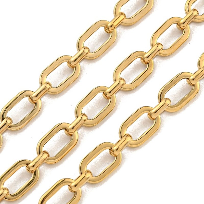 10M 304 Stainless Steel Oval Link Chains, Unwelded, Gold Plated — Chains, Wire & Cord