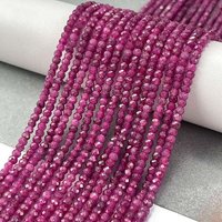 Brins de perles de rubis naturel, facettées, rondelles, 3x2mm, 182pcs — Perles à bijoux