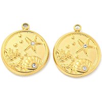 PVD Vacuum Plating 304 Stainless Steel Pendant with Shell & Starfish