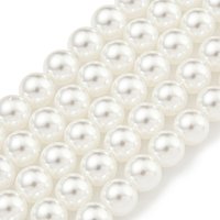 Fil de perles en verre, rondes, blanches, 6mm, 67pcs/fil — Perles à bijoux