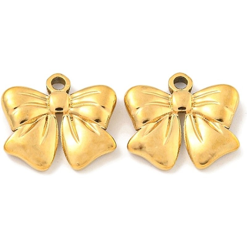 Charm Bowknot en Acier Inoxydable 304 avec Plaquage en Or 18K — Breloques et pendentifs