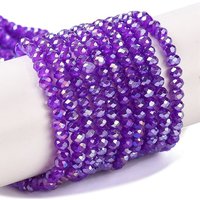 Baking Electroplate Glass Beads Strands, AB Color, Blue Violet