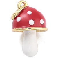18K Gold Plated 3D Red Mushroom Charm with Jump Ring