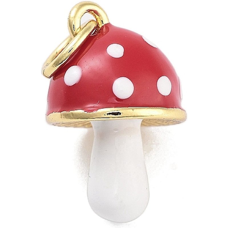 18K Gold Plated 3D Red Mushroom Charm with Jump Ring — Charms & Pendants