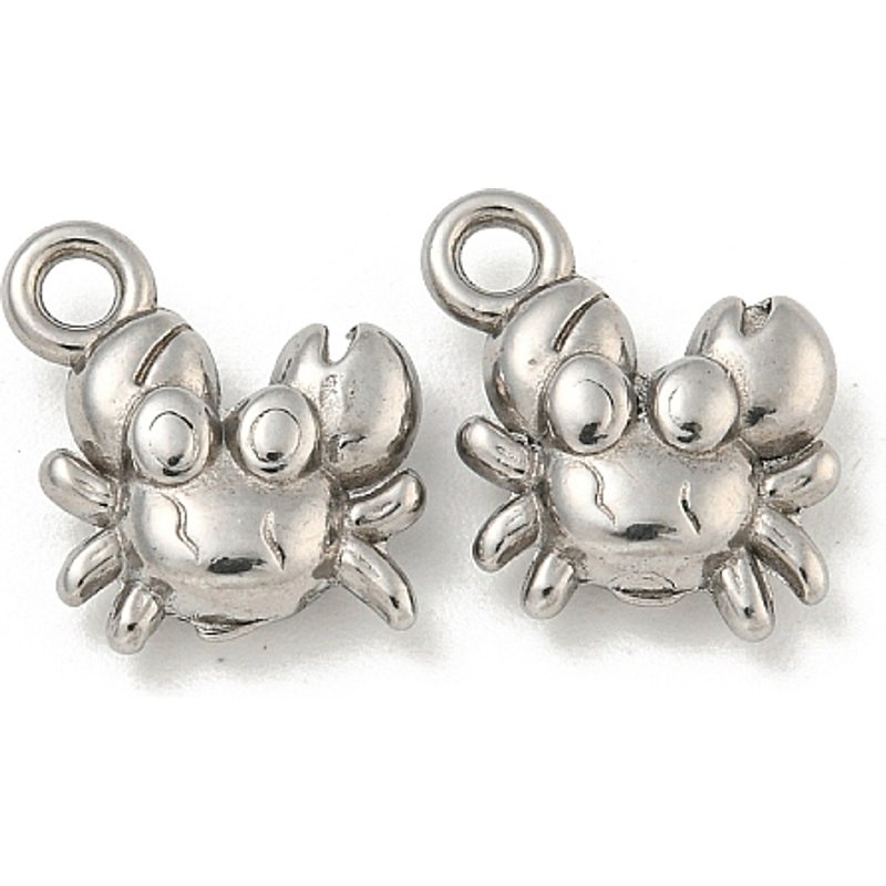 Charms de crabe en acier inoxydable 304 - 12,5x11x4mm — Breloques et pendentifs