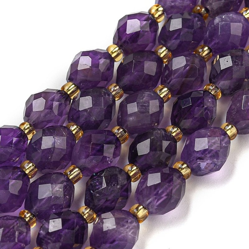 Brins de Perles d'Améthyste Naturelle, Facettées Ovales avec Perles de Semence — Perles à bijoux
