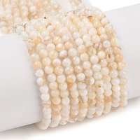 Natural Freshwater Shell Beads Strands, Round, Seashell Color, 4mm — Jewelry Beads