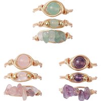 3-Piece Natural Rose Quartz, Amethyst & Green Aventurine Stackable Rings — Stackable Rings