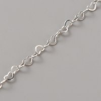 Chaîne en Argent Sterling 925 avec Maillons en Forme de Cœur, Soudée, 3.3x2.1x0.4mm