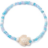 Dyed Synthetic Turquoise Beaded Stretch Bracelet for Kids