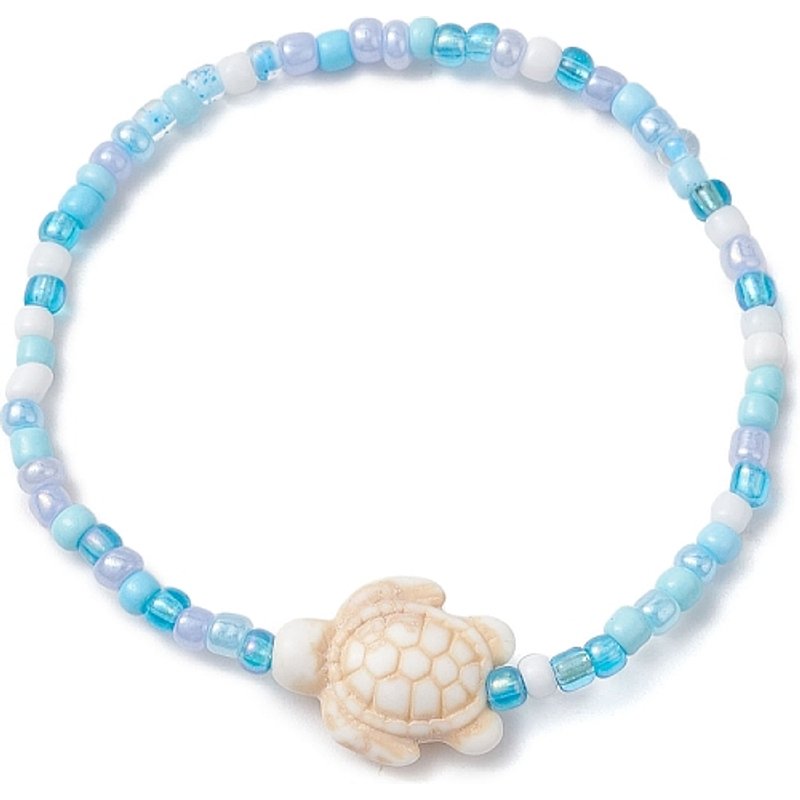 Bracelet Élastique En Perles Turquoise Teintées Pour Enfants — Bracelet Femme