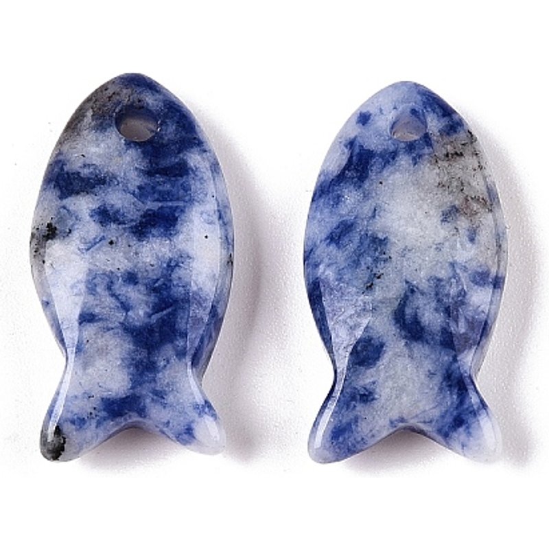 Natural Blue Spot Jasper Fish Charms Pendants — Charms & Pendants