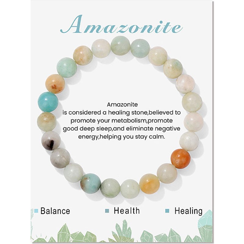 Bracelet Élastique Rond en Amazonite Fleurie Naturelle, 7-1/2 pouces — Bracelet Femme