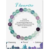 Bracelet Élastique Rond en Fluorite Naturelle, 7-1/2 pouces — Bracelet Femme