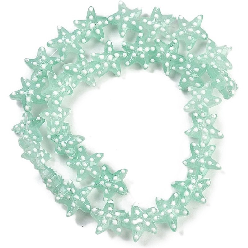 Handmade Lampwork Star Beads Strands with Polka Dot Pattern