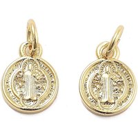 Brass Pendants with Jump Ring, 18K Gold Plated Flat Round Charms — Charms & Pendants