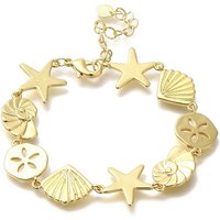 Rack Plating 18K Gold Plated Brass Link Bracelet with Star Shell Shape