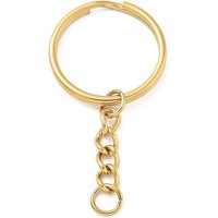 Ion Plating 304 Stainless Steel Split Key Rings, 18K Gold Plated