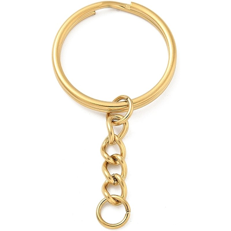 Ion Plating 304 Stainless Steel Split Key Rings, 18K Gold Plated — Jewelry Findings