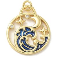 Brass Micro Pave Cubic Zirconia Pendants with Enamel and Jump Rings