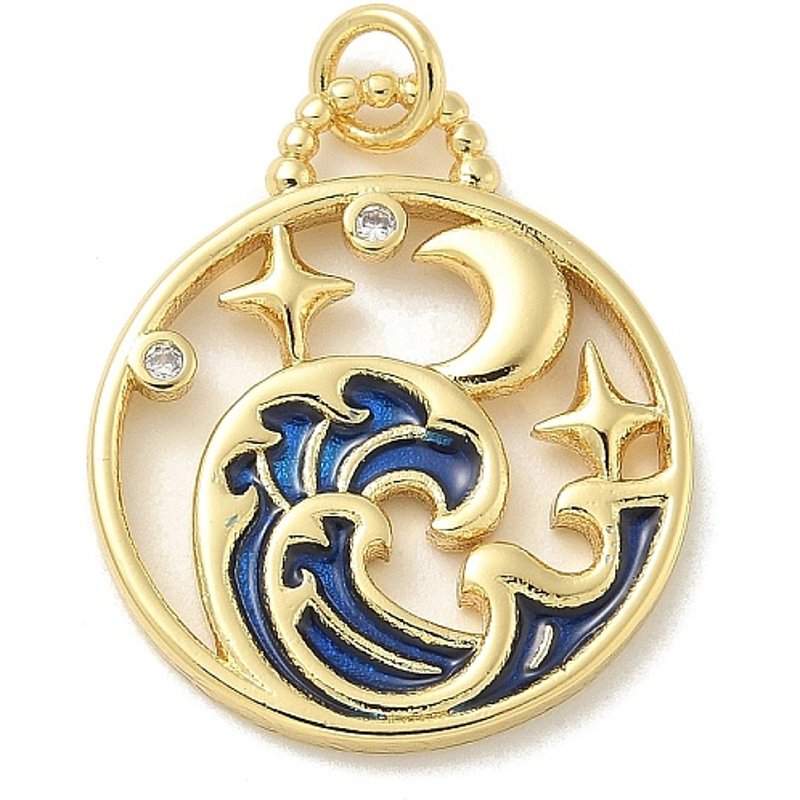 Brass Micro Pave Cubic Zirconia Pendants with Enamel and Jump Rings — Charms & Pendants