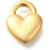 Ion Plating 304 Stainless Steel Heart Padlock Charm, 18K Gold Plated