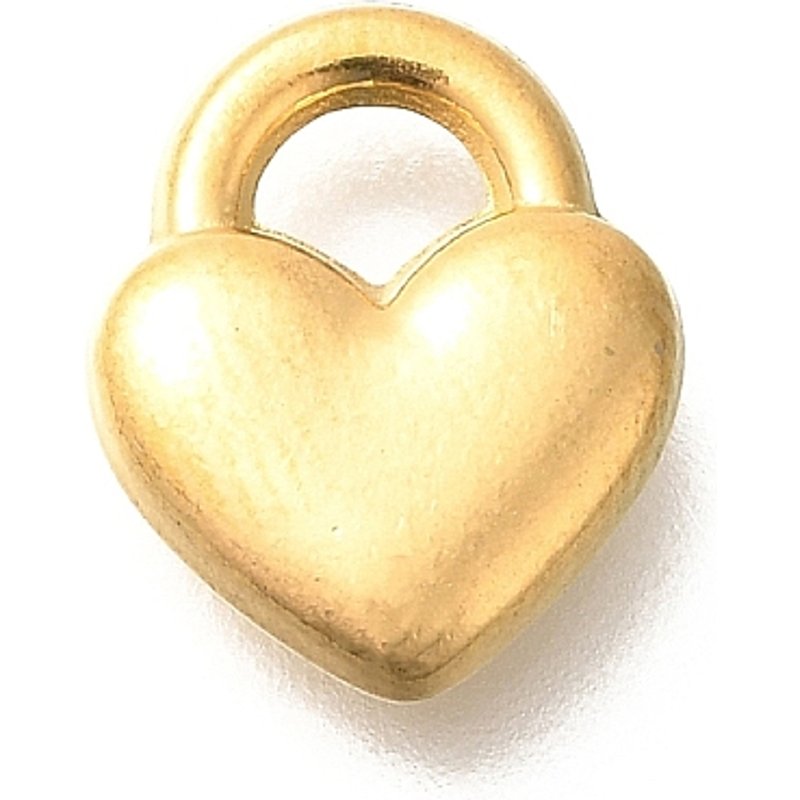 Charm en acier inoxydable 304 en forme de cadenas cœur, plaqué or 18K — Breloques et pendentifs
