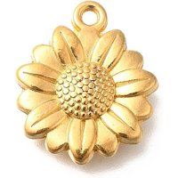 Ion Plating 304 Stainless Steel Sunflower Charm Pendant