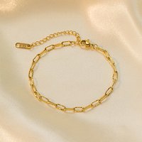 Bracelet en Chaîne en Acier Inoxydable 304, Plaqué Or 18K, 6-3/8 pouces — Bracelet Femme