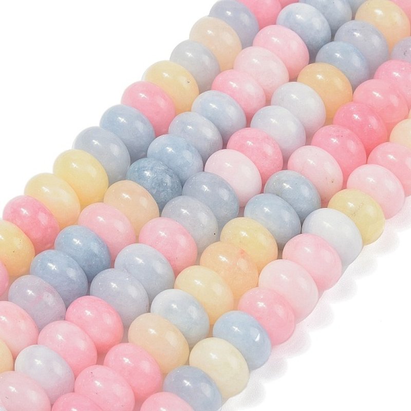 Fil de Perles en Jade Blanc Teinté, Rondelle, Couleurs Mélangées — Perles à bijoux