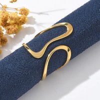 304 Stainless Steel Open Cuff Ring for Women, 18K Gold Plated — Costume Jewelry