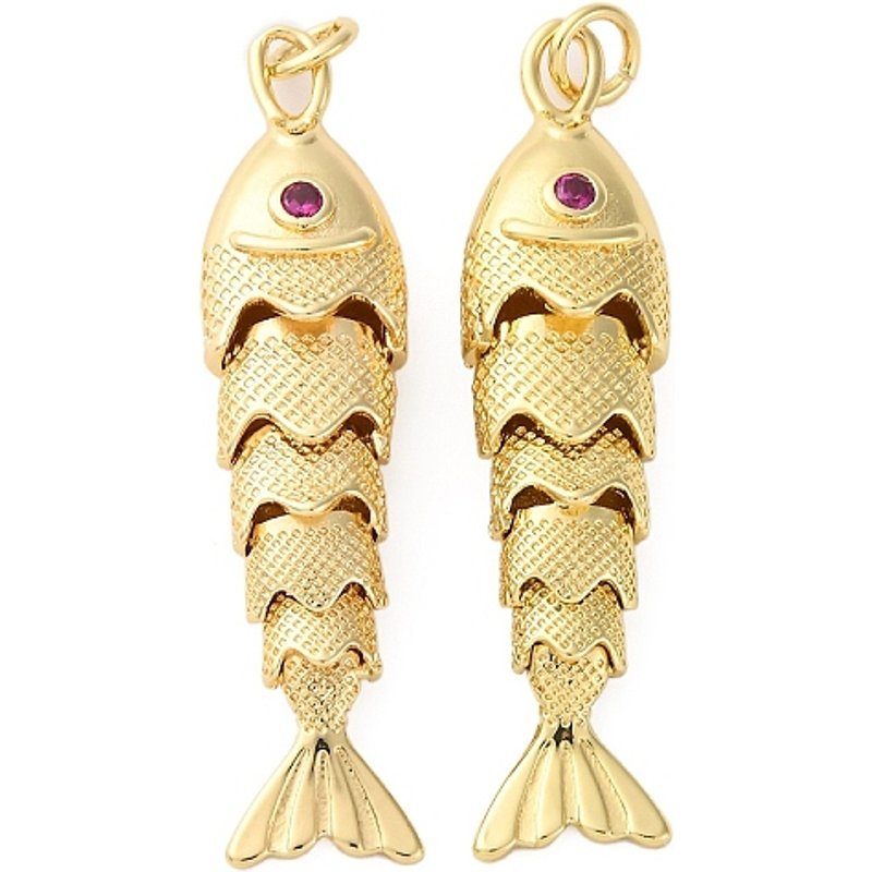 Charms de Poisson Sardine Rack Plating avec Cubic Zirconia Micro Pave — Breloques et pendentifs