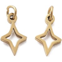 304 Stainless Steel Star Charm with Jump Ring, 14K Gold Plated — Charms & Pendants