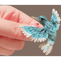 Broche en Émail Oiseau avec Strass et Poudre Brillante — Broches