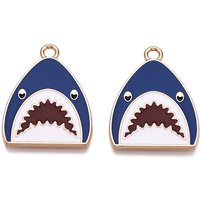 Pendentif en Émail en Alliage, Charm Requin en Or et Bleu Royal