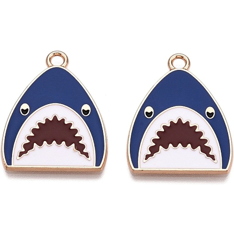 Pendentif en Émail en Alliage, Charm Requin en Or et Bleu Royal — Breloques et pendentifs