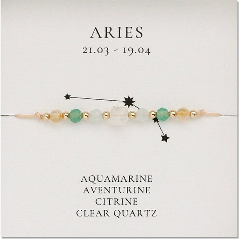 Bracelet en perles de pierres naturelles, constellation Bélier, 11 pouces — Bracelet Femme