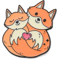 Animal Hug with Heart Enamel Brooch, Fox Design