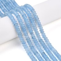 Fil de perles de jade blanc teinté, bleu ciel clair, rondelle — Perles à bijoux