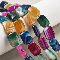 Natural Banded Agate Beads Strands, Dyed Rectangle Mixed Colors — Jewelry Beads