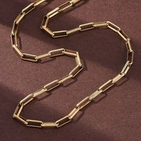 304 Stainless Steel Paperclip Chain Necklace, 18K Gold Plated, 17.99 in — Pendant Necklace