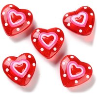 Handmade Lampwork Enamel Heart Beads, Crimson, 19.5x20x9mm — Jewelry Beads