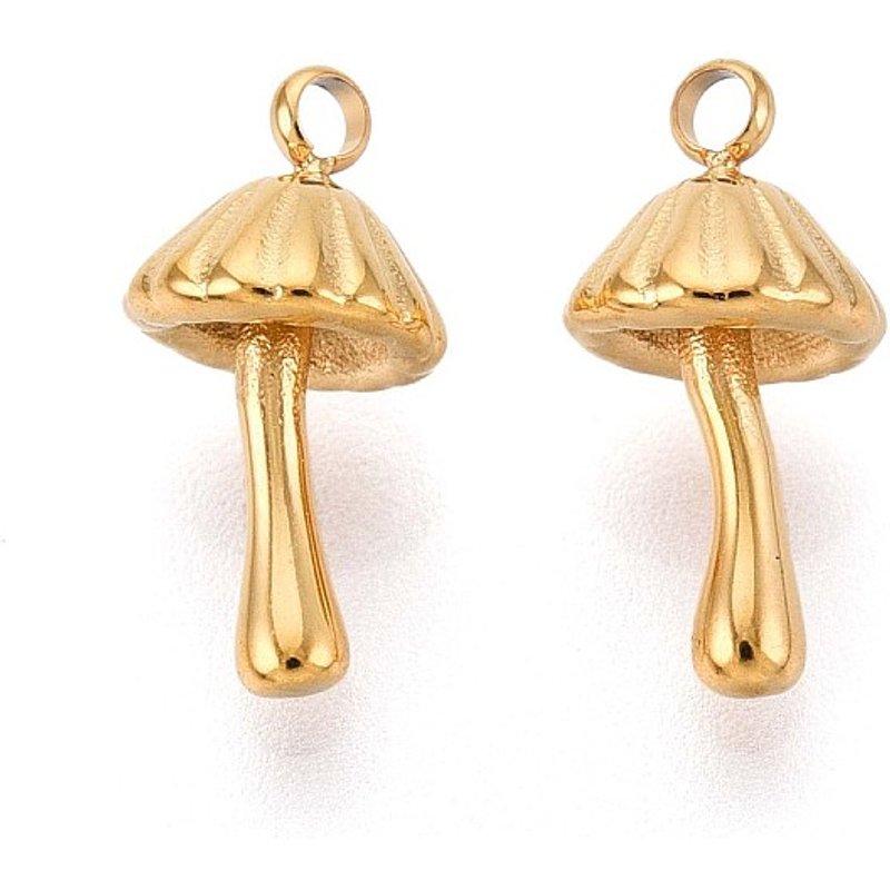 Charm en Acier Inoxydable 304 avec Plaquage en Or 14K - Champignon — Breloques et pendentifs