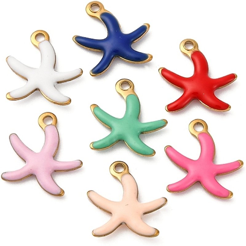 Charm en Émail Étoile de Mer en Acier Inoxydable 304 — Breloques et pendentifs