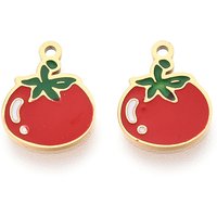 Charm en Acier Inoxydable 304 avec Émail et Plaquage en Or 14K - Tomate