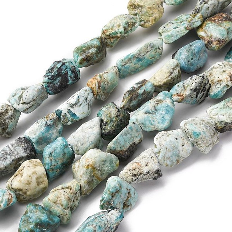 Brins de Perles Naturelles de Variscite Brute, Nuggets, 16-24mm — Perles à bijoux